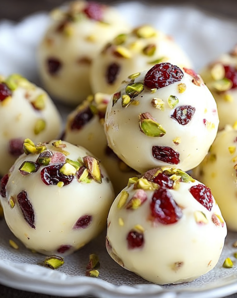 Delicious Cranberry Pistachio White Chocolate Truffles – Easy Recipe