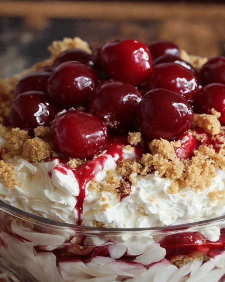 Indulgent No-Bake Cherry Cheesecake Fluff for Christmas Delights