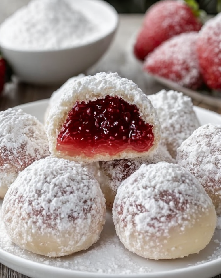 Easy Strawberry-Filled Almond Snowballs Recipe – Ready in 30 Minutes