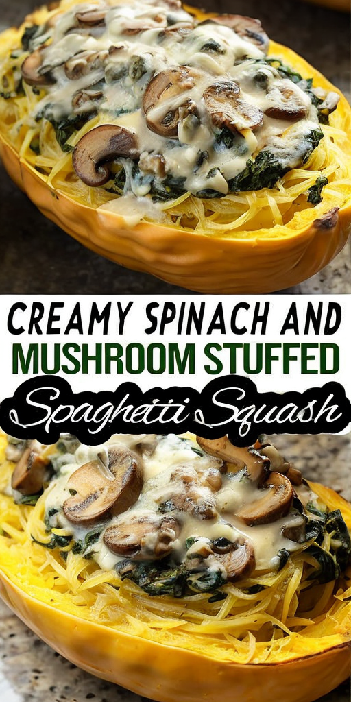 Easy Spinach Mushroom Spaghetti Squash Boats – Family Favorite