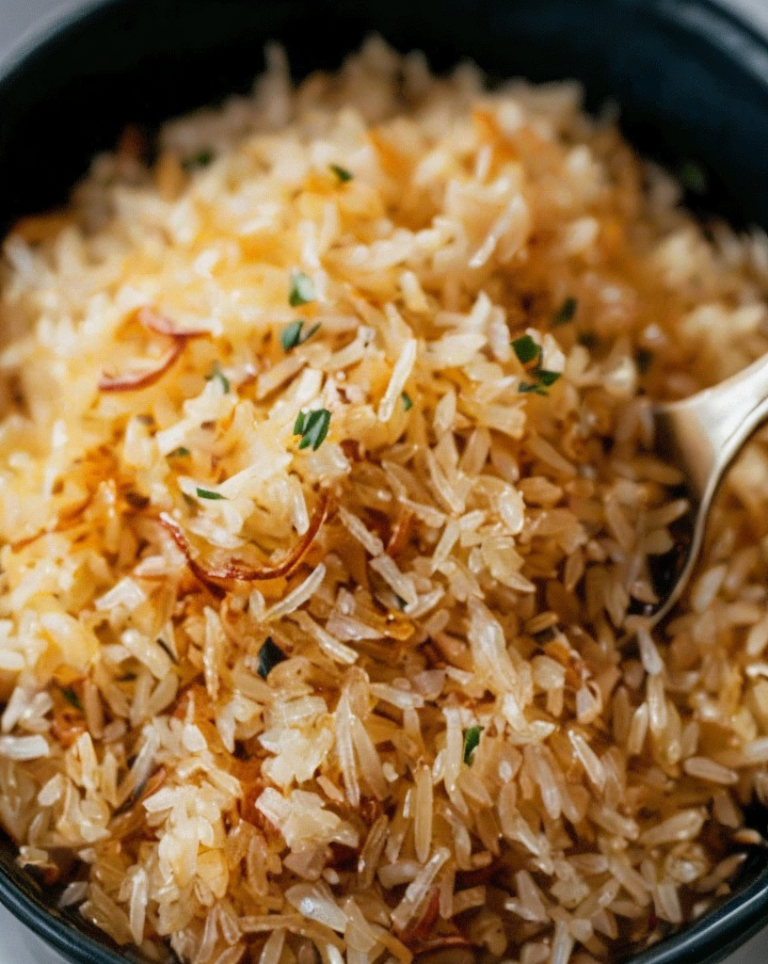Creamy Golden Onion Butter Jasmine Rice Recipe – Delicious Side Dish