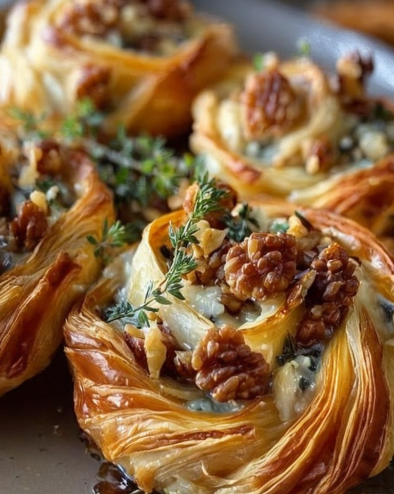 Delicious Savory Blue Cheese Walnut Twirl Recipe with Thyme