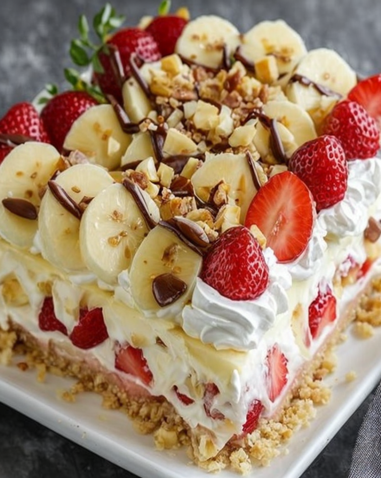 Easy Banana Split Cake Recipe (No-Bake)