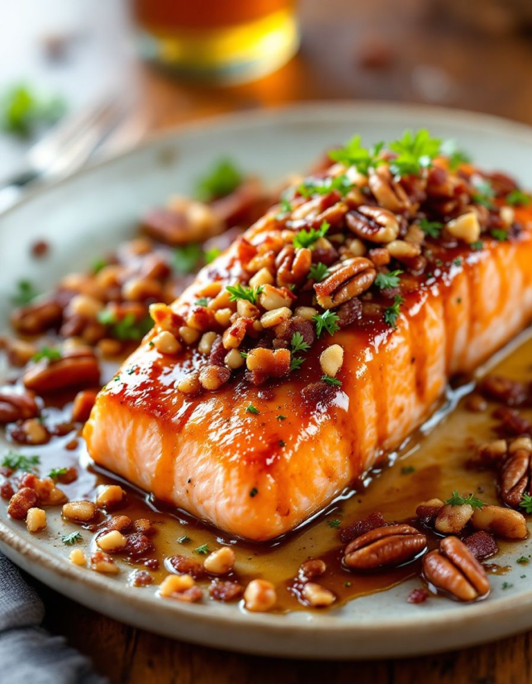 Easy Bourbon Bacon Pecan Salmon – Ready in 30 Minutes