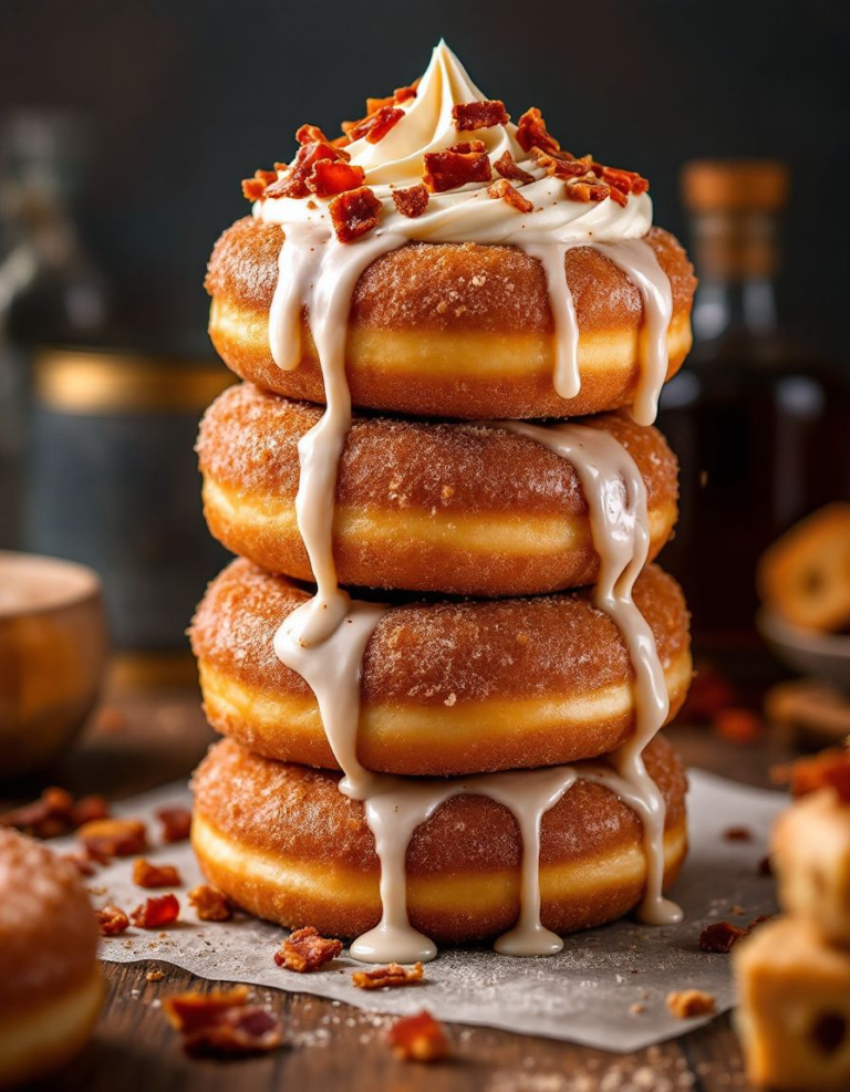 Ultimate Cinnamon Sugar Bacon Donuts with Bourbon Cream