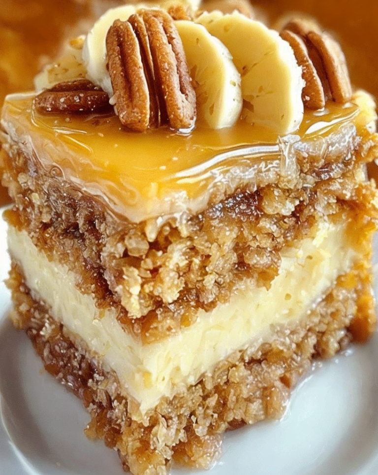 Ultimate Decadent Caramel Banana Pecan Cake – Family Favorite