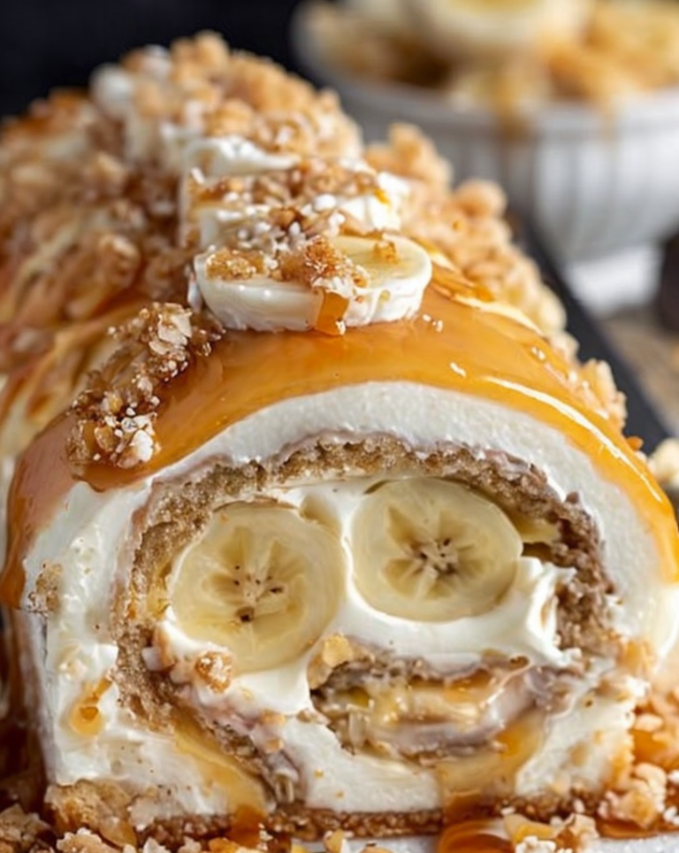 Heavenly Caramel Banana Roll Cake – Easy Family Favorite