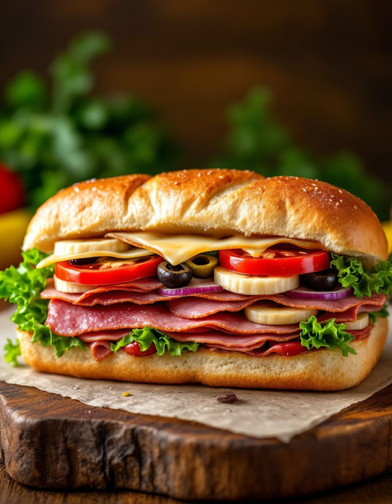Homemade Italian-Style Submarine Sandwich with Classic Flavors