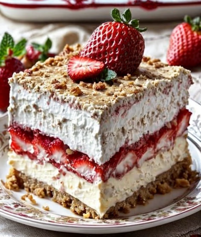 Easy No Bake Strawberry Cheesecake Lasagna – Family Favorite Recipe