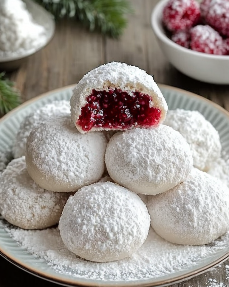Easy Raspberry-Filled Almond Snow Cookies (Family Favorite)