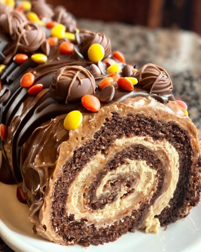 Ultimate Reese’s Peanut Butter Cup Roll Cake – Family Favorite Recipe