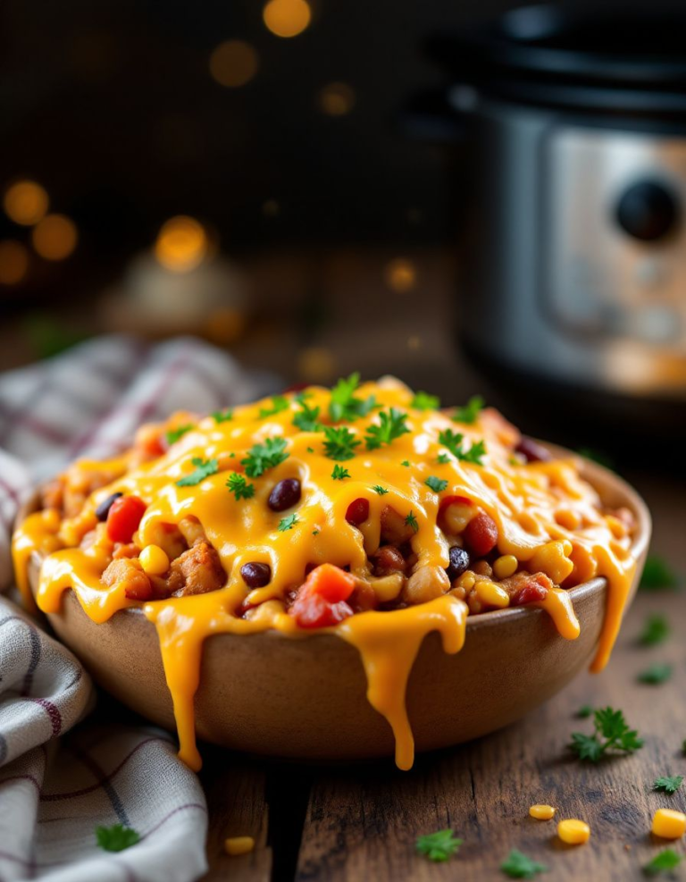 Easy Slow Cooker Cowboy Casserole with Cheesy Goodness