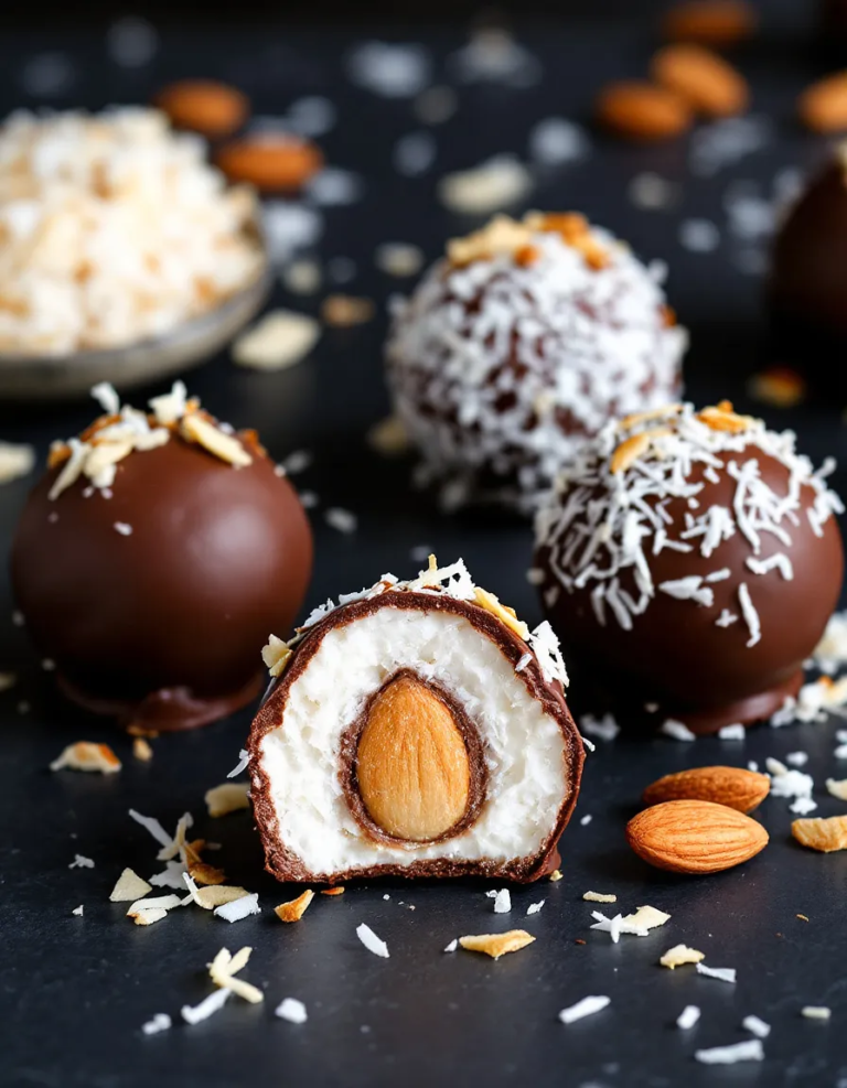 Easy Almond Joy Truffles with Coconut and Chocolate