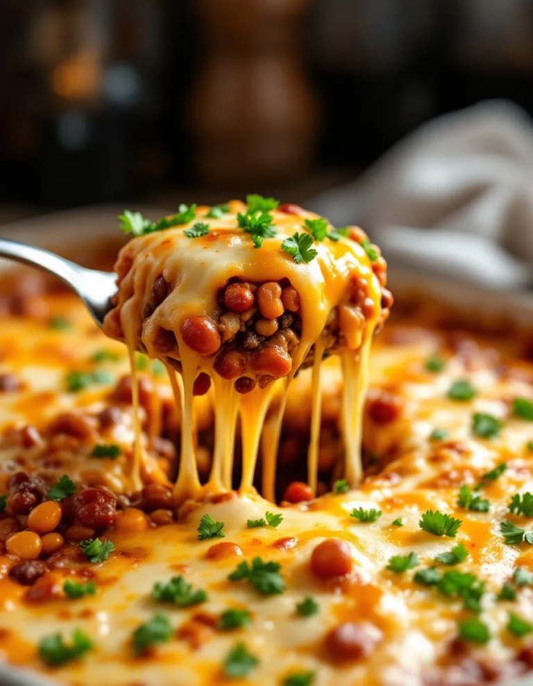 Easy Baked Beans & Ground Beef Casserole with Cheese