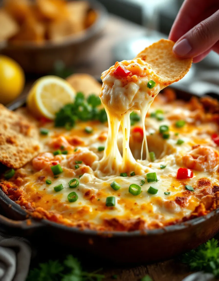 Easy Baked Seafood Dip with Crab, Shrimp, and Veggies