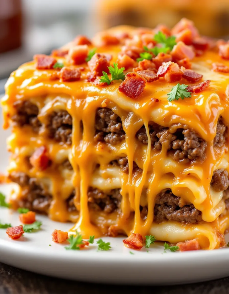 Ultimate BBQ Bacon Cheeseburger Lasagna for Comfort Food