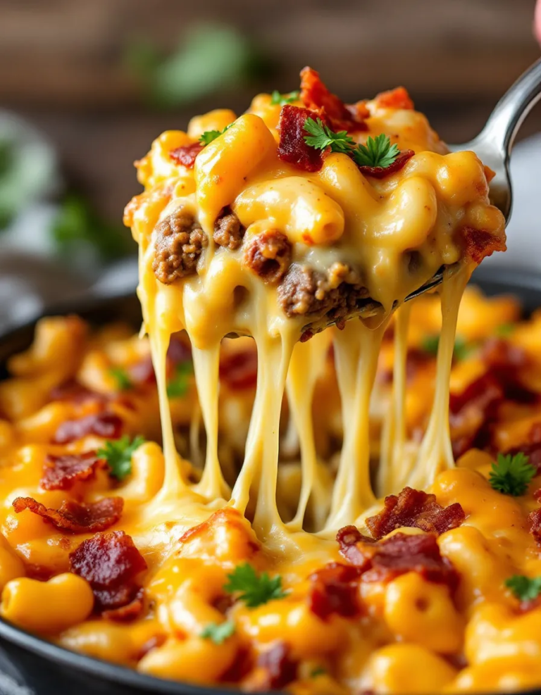 Ultimate BBQ Bacon Cheeseburger Mac n Cheese Casserole