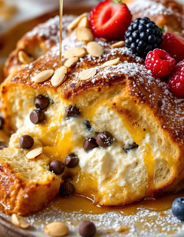 Easy Cannoli Baked French Toast with Creamy Ricotta Filling