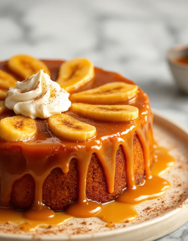 Easy Caramelized Banana Upside-Down Cake with Caramel