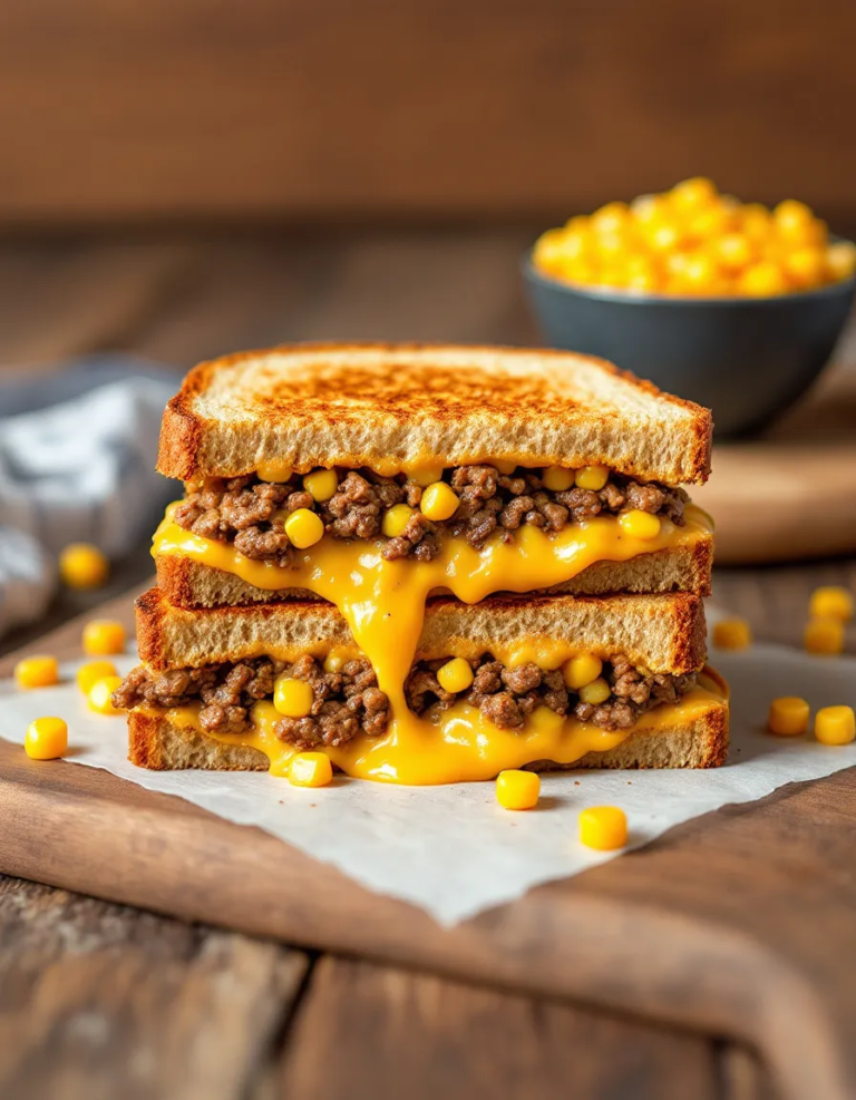 Easy Cheesy Beef and Corn Grilled Sandwich for Lunch