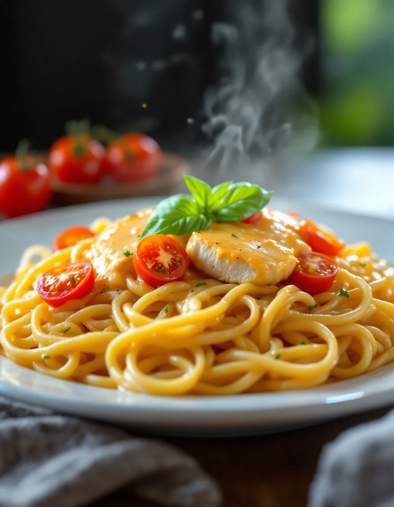 Easy Chicken Spaghetti with Cheesy Sauce