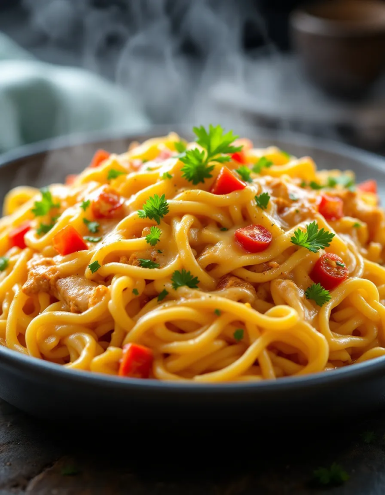 Easy Chicken Spaghetti with Rotel and Velveeta