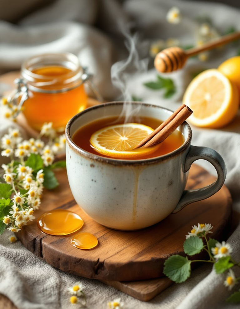 Homemade Cinnamon Sore Throat Tea with Honey and Herbs