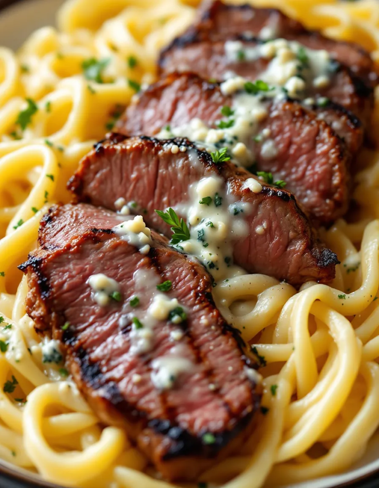 Homemade Copycat Olive Garden Steak Gorgonzola Alfredo
