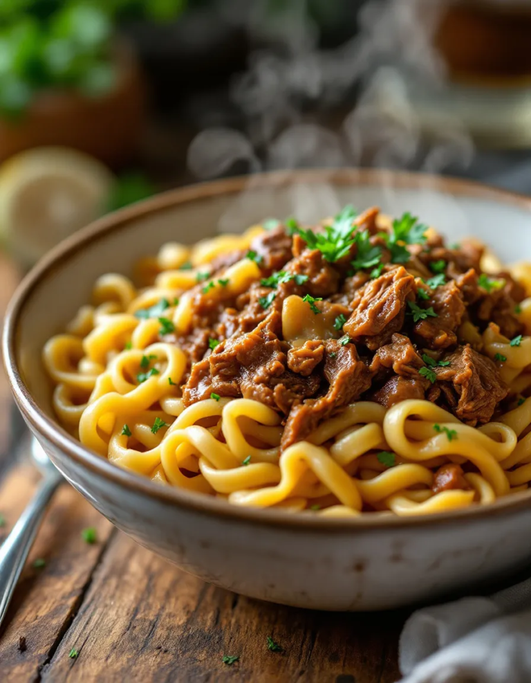 Easy Crock Pot Mississippi Beef Noodles – Comfort Food