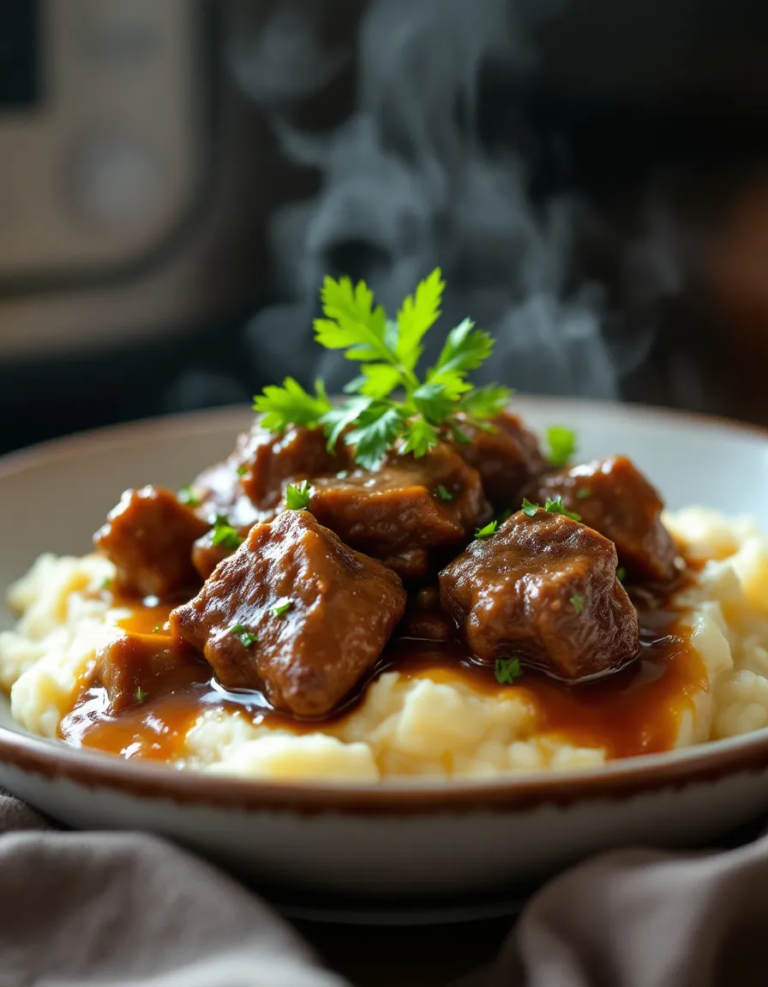 Easy Crockpot Beef Tips with Rich Gravy