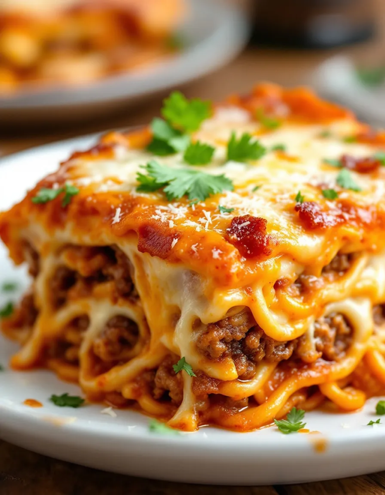 Ultimate Garlic Bacon Cheeseburger Lasagna Recipe