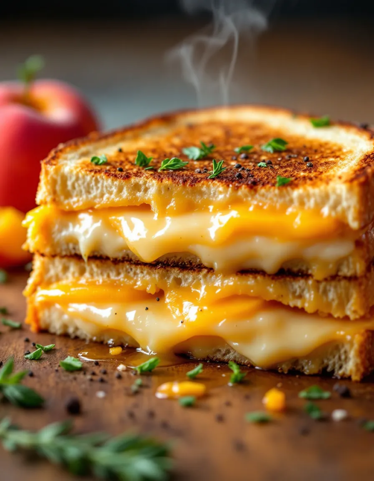 Easy Honey Peach White Cheddar Grilled Cheese Recipe