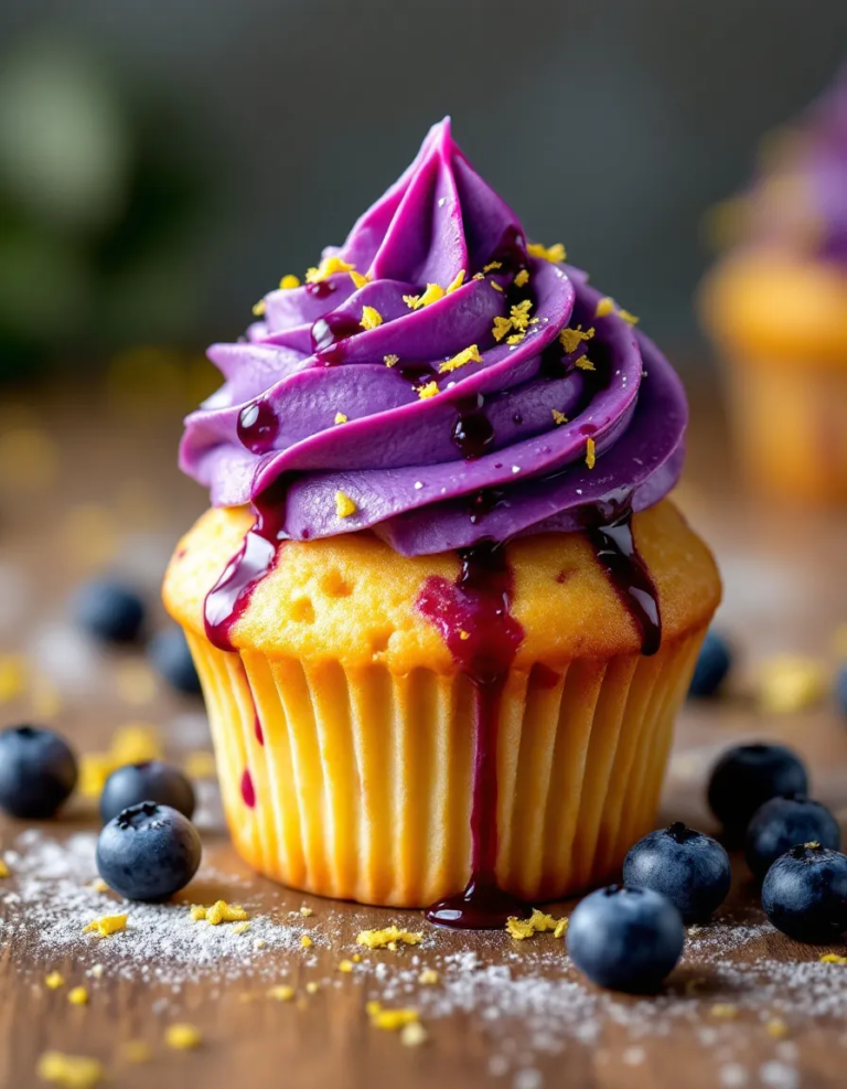 Best Lemon Cupcakes with Fresh Blueberry Buttercream