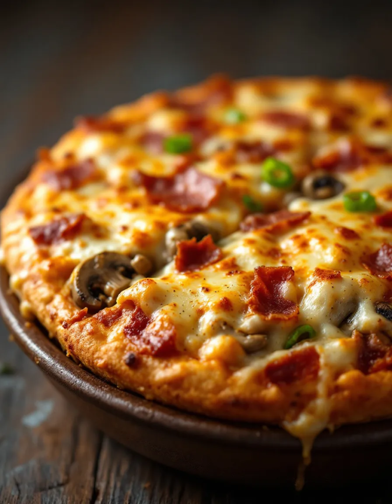 Easy Low Carb Pizza Bowls with Crispy Bacon and Cheese