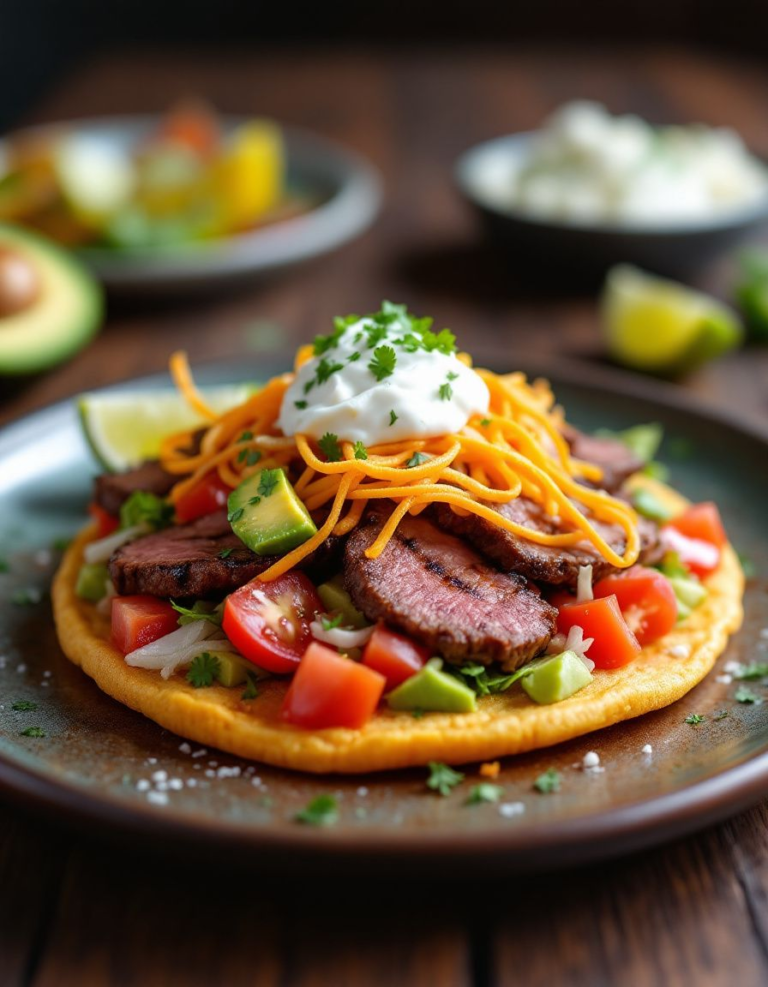 Authentic Mexican Tostadas de Beef Carne Asada Recipe