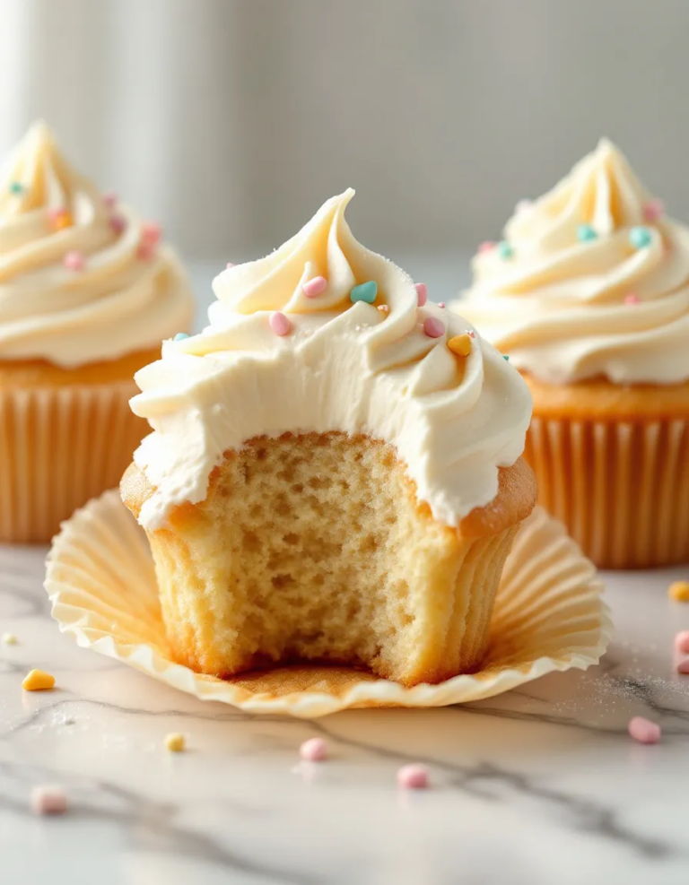 Perfect One Bowl Vanilla Cupcakes with Vanilla Buttercream