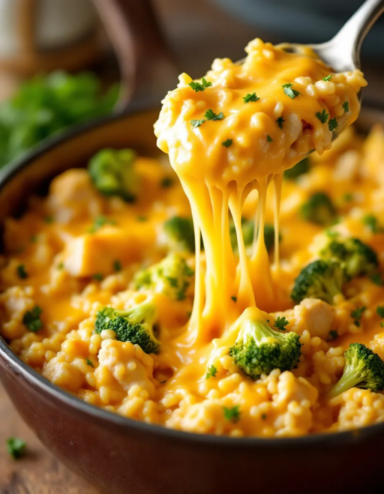 Easy One-Pot Cheesy Chicken Broccoli Rice Casserole