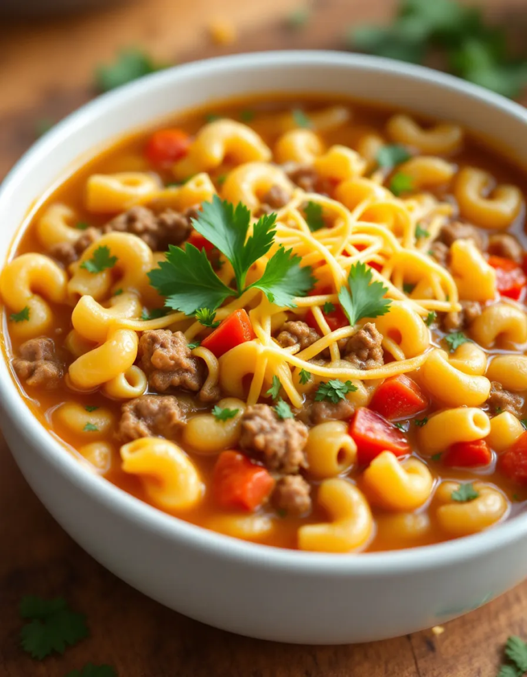 Easy One-Pot Macaroni Cheeseburger Soup for Busy Nights