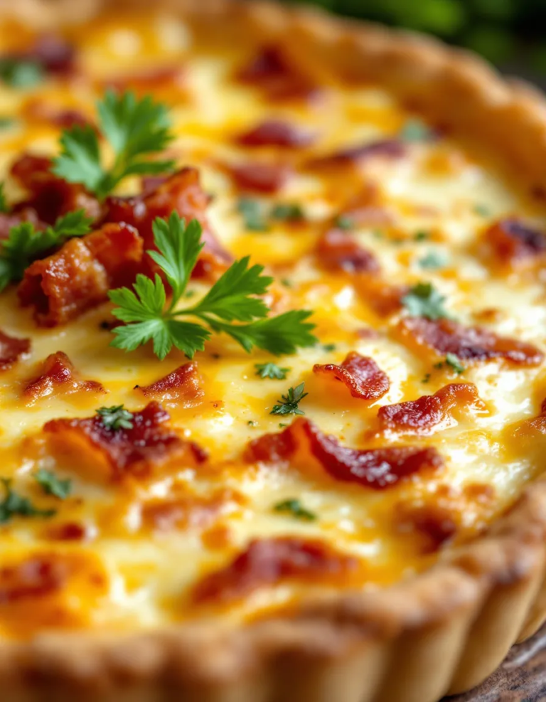 Classic Quiche Lorraine with Flaky Crust and Savory Bacon