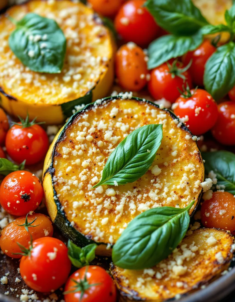 Easy Roasted Garlic-Parmesan Zucchini, Squash, and Tomatoes