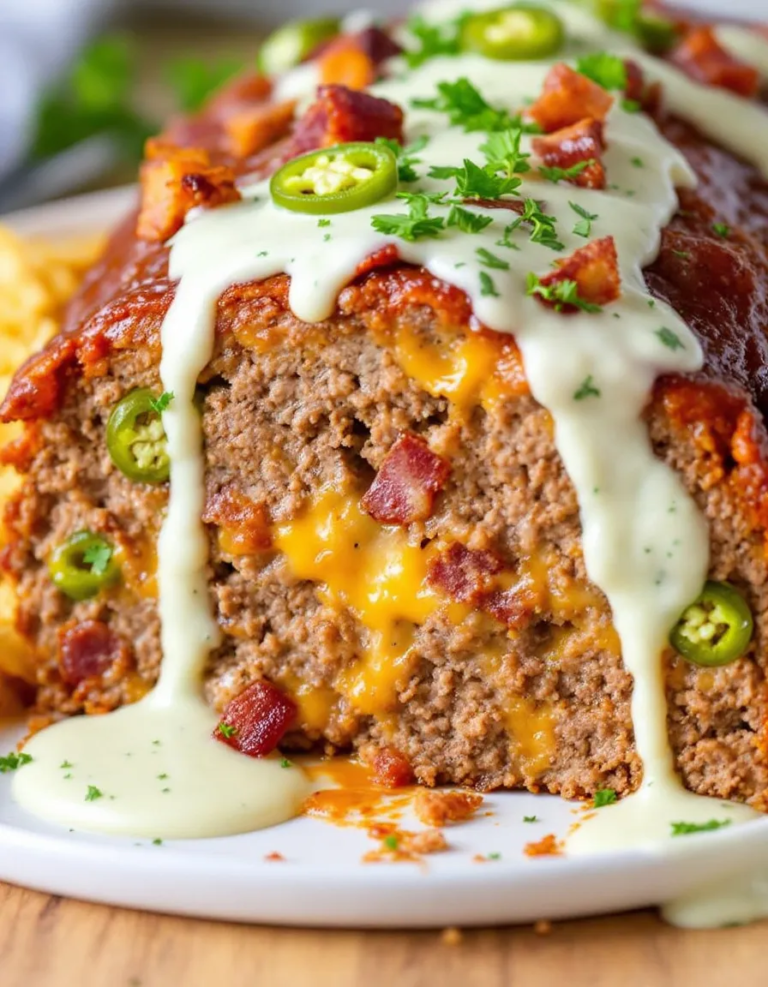 Ultimate Smoky Jalapeño Popper Meatloaf with Ranch Drizzle