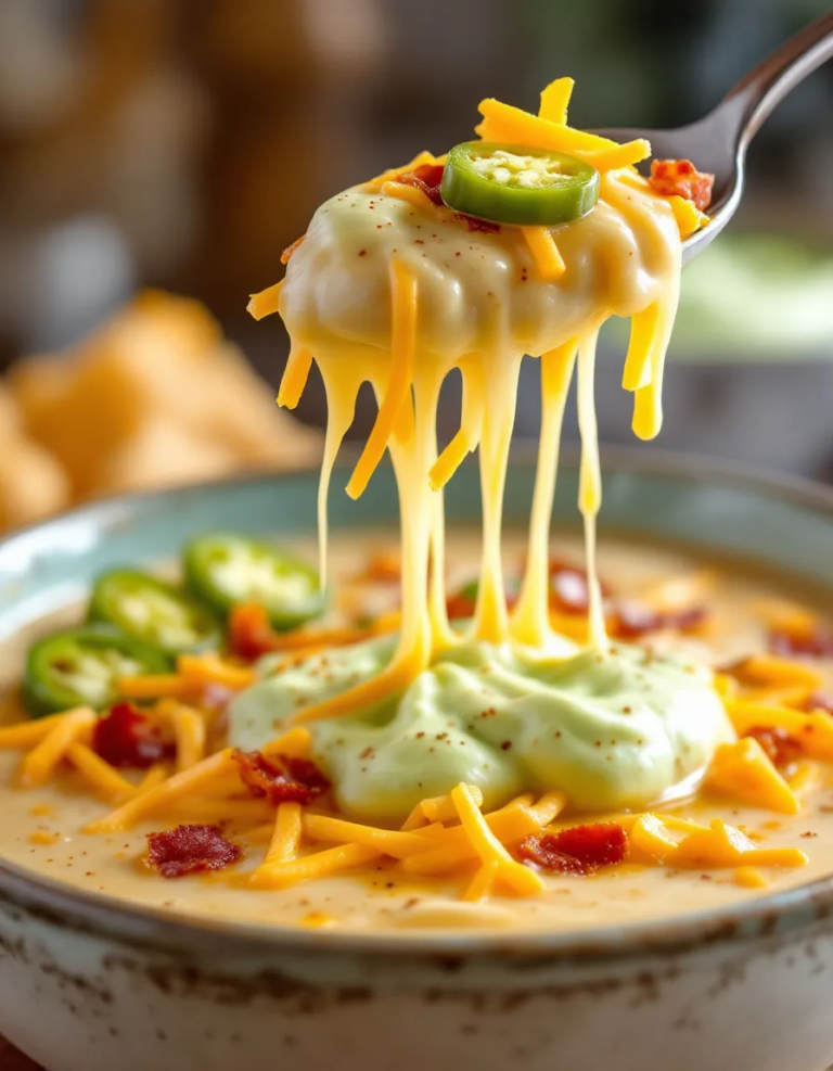 Easy Spicy Jalapeño Popper Soup with Avocado Cream