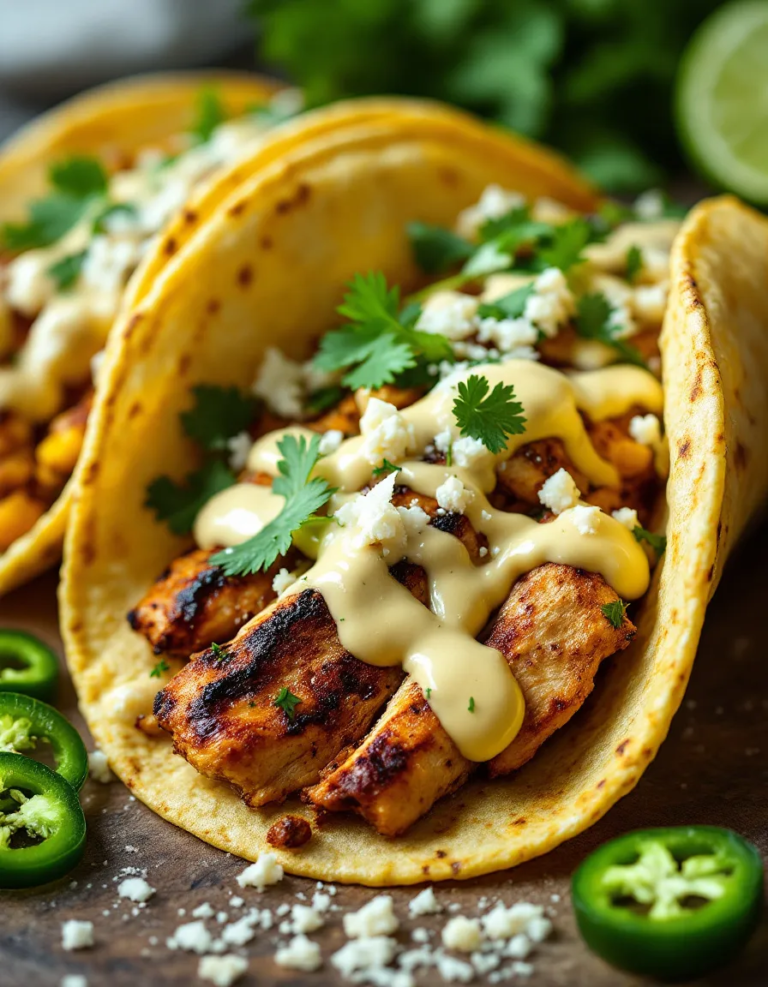 Easy Street Corn Chicken Tacos with Creamy Sauce
