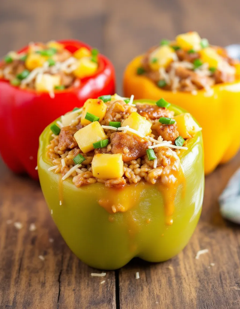 Easy Teriyaki Pineapple Chicken & Rice Stuffed Peppers
