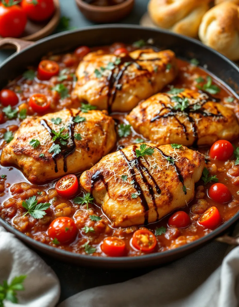 Easy Tuscan Skillet with Fresh Tomatoes and Garlic Knots