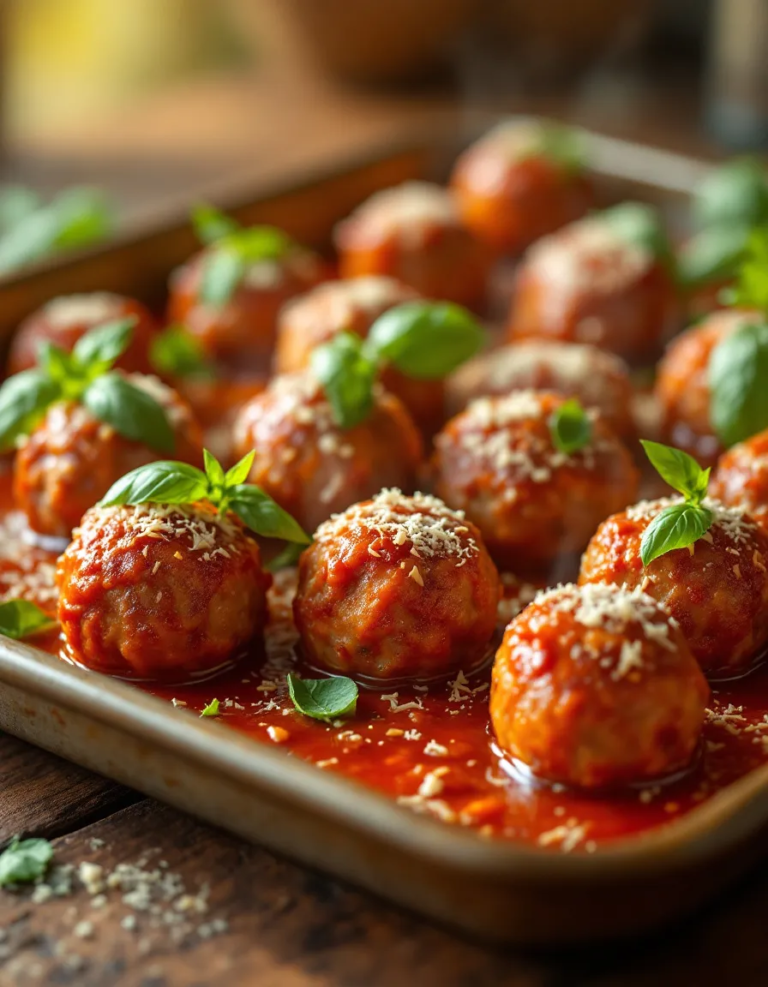 Easy Meatball Recipe – Tender Baked Meatballs with Tomato Sauce