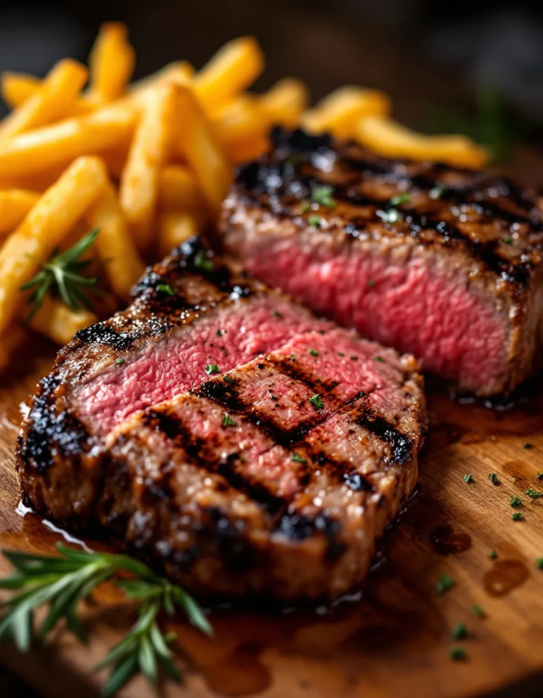 Perfect Grilled T-Bone Steak with Crispy Fries