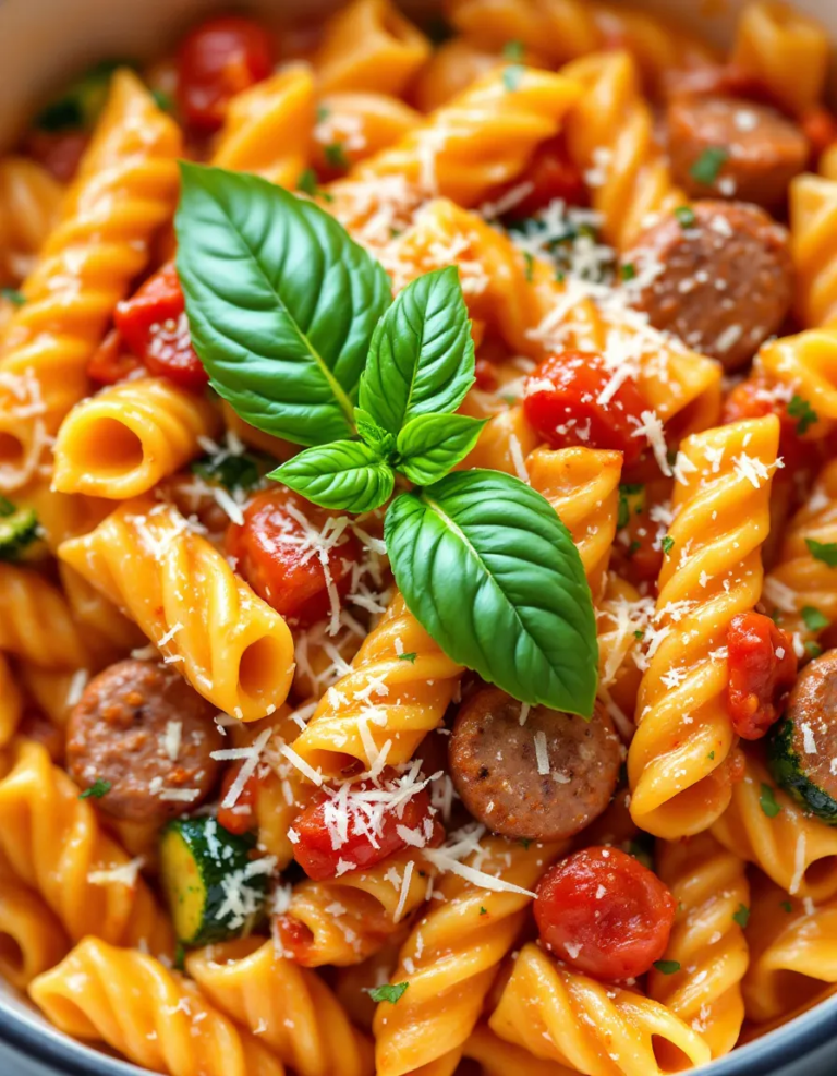 Easy Rigatoni with Italian Sausage, Tomatoes & Zucchini
