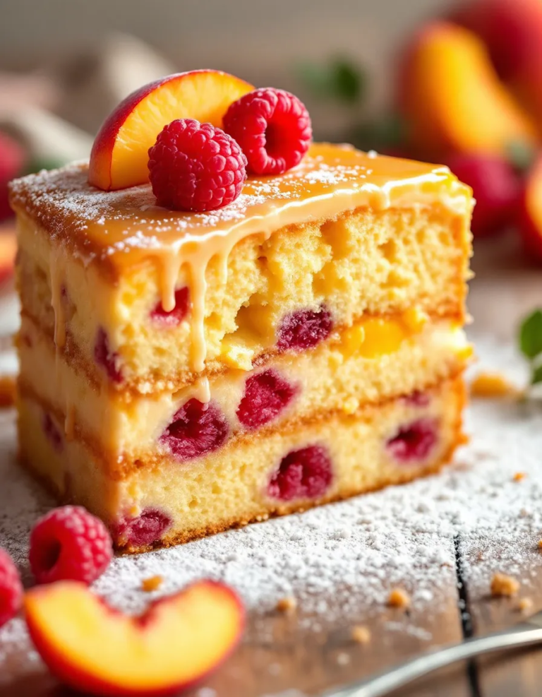 Best Juicy Peach Raspberry Cake – Easy Homemade Recipe