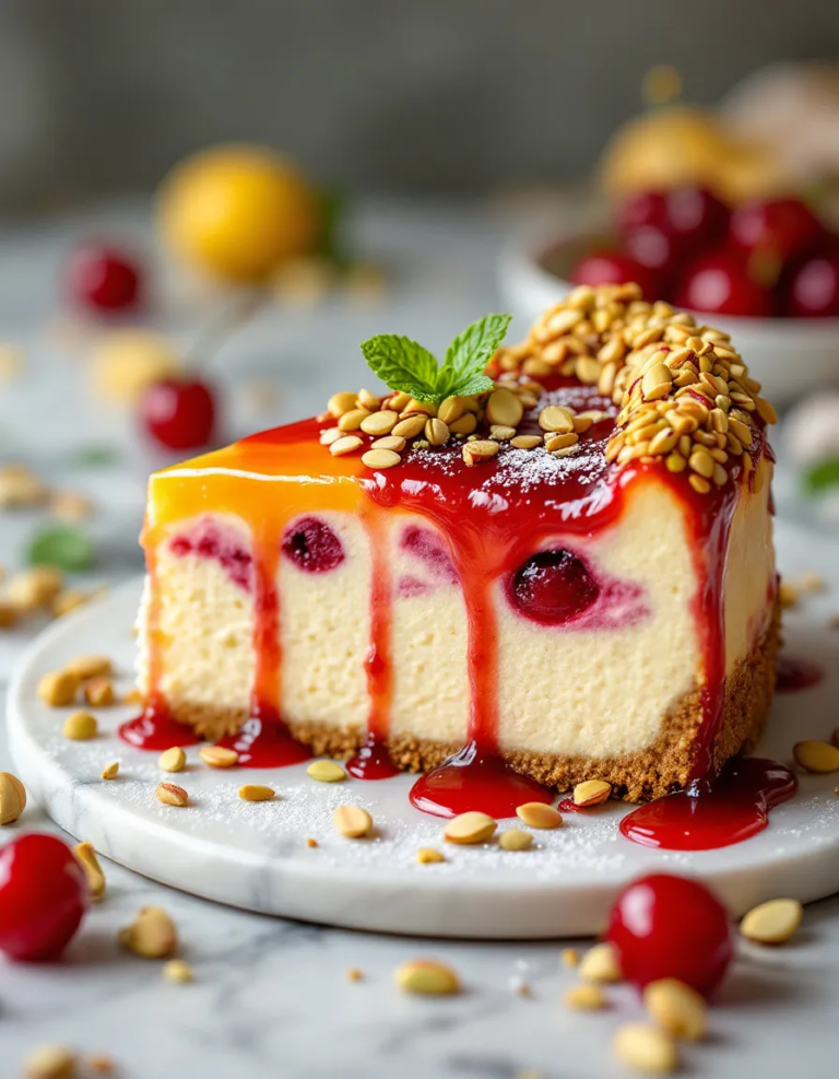 Ultimate Lemon-Lime Cherry Pistachio Cheesecake Recipe